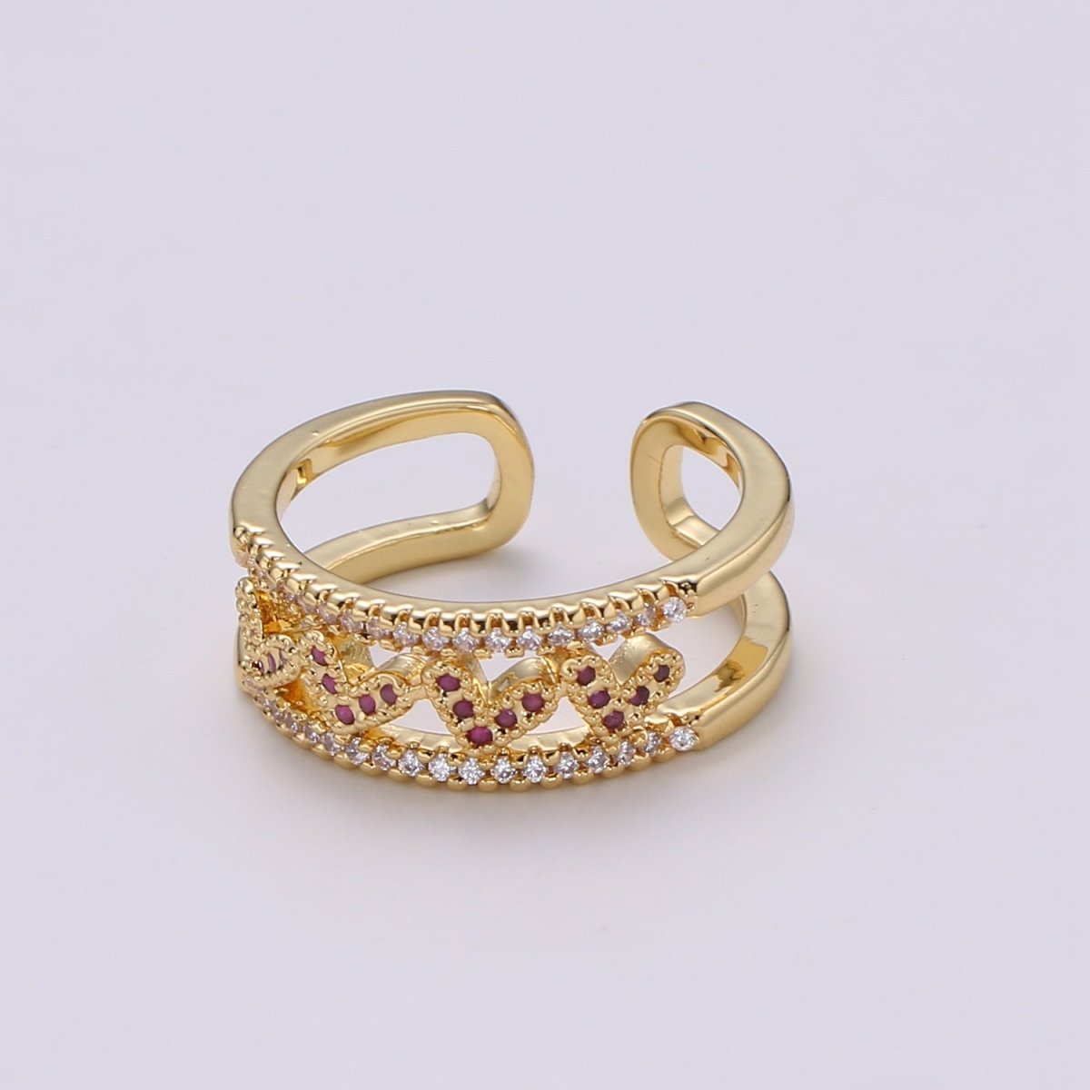 Gold Heart rings, heart adjustable ring, open heart rings, gold love rings, Valentine Gift LOVE adjustable rings R-181 R-462