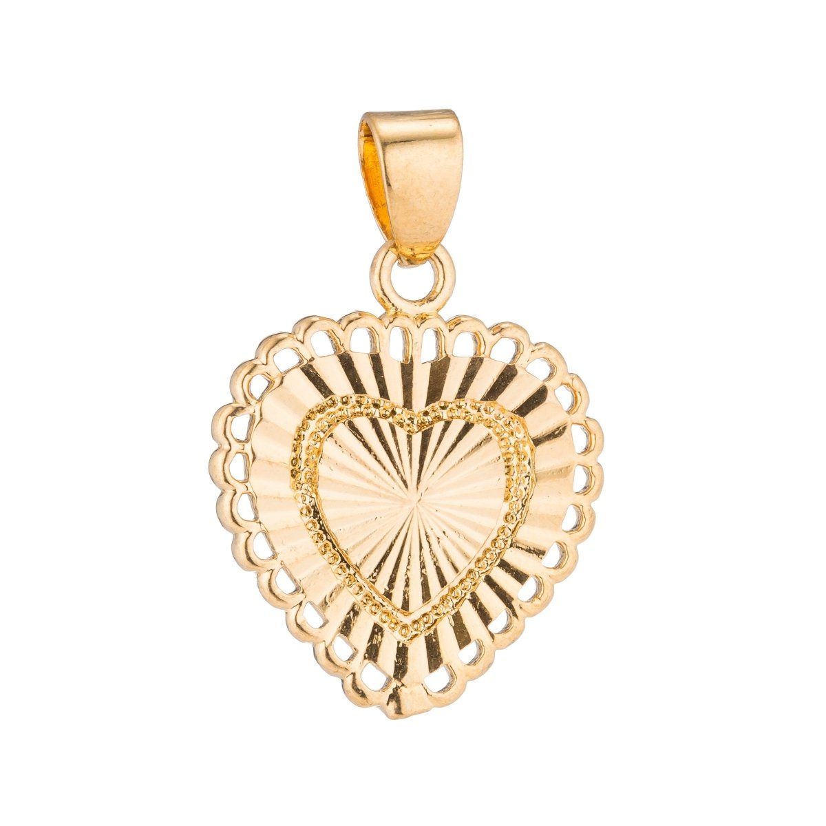 Gold Heart, Romantic Lover, Everlasting Love, Dangle, Ladies, Women, Gift, Necklace Pendant Charm Bead Bails Findings for Jewelry Making H-497 I-722