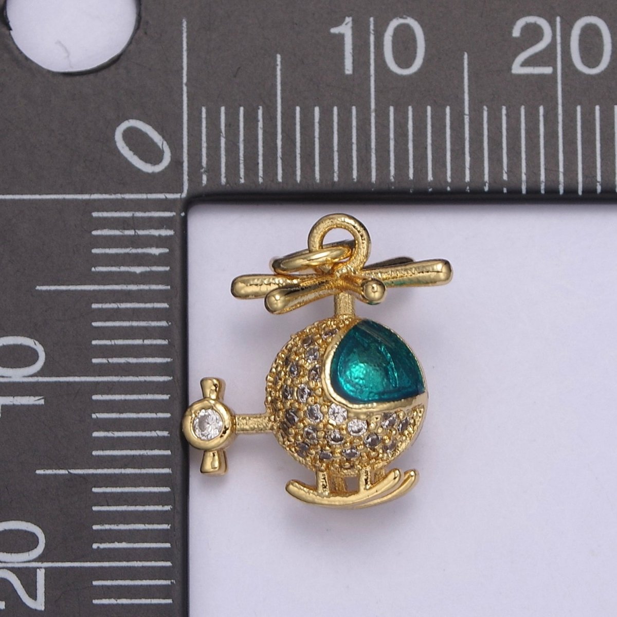 Gold Helicopter Charm Necklace - Helicopter Pendant - Chopper Whirlybird Jewelry Making N-710 - DLUXCA