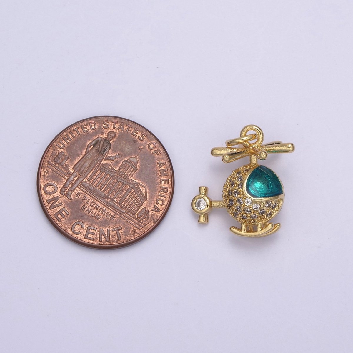 Gold Helicopter Charm Necklace - Helicopter Pendant - Chopper Whirlybird Jewelry Making N-710 - DLUXCA