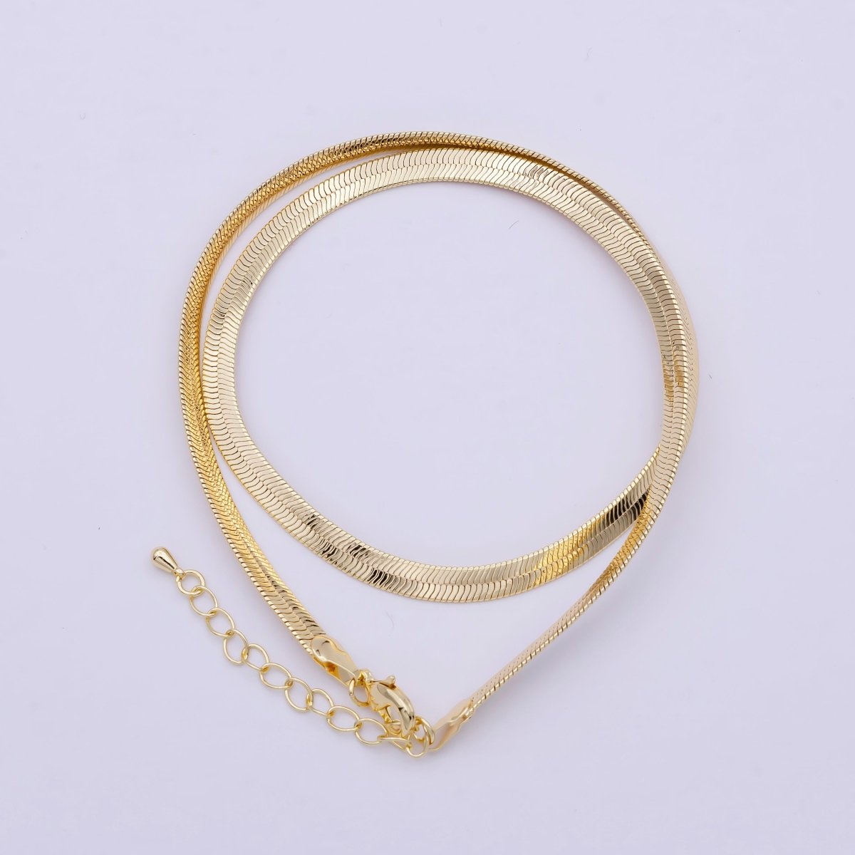 Gold Herringbone Chain Simple Layering Style For Women Necklace | WA-839