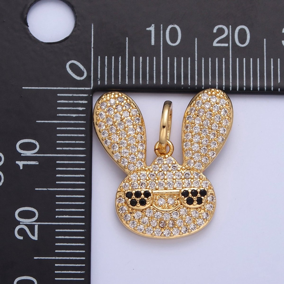 Gold Hip Hop Bunny Pave Rabbit with Cool Eye Glasses Pendant W-300 W-301