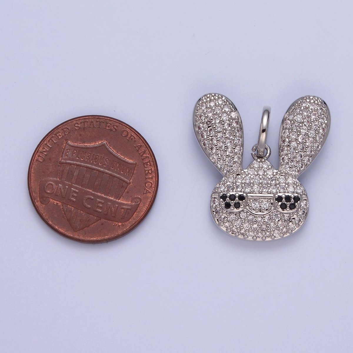 Gold Hip Hop Bunny Pave Rabbit with Cool Eye Glasses Pendant W-300 W-301