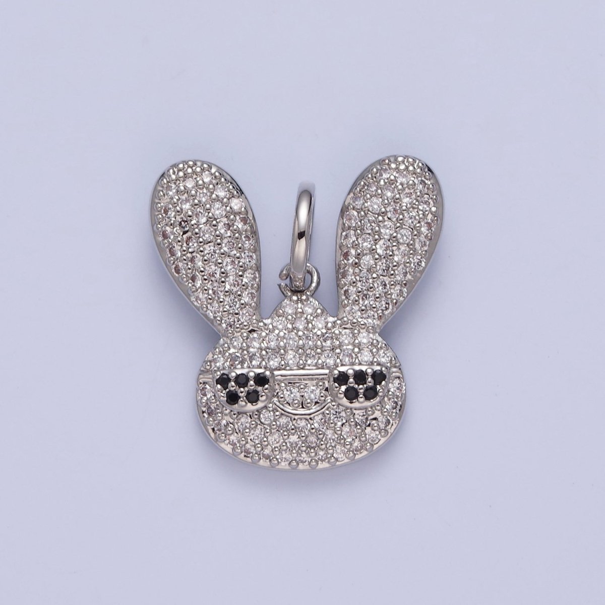 Gold Hip Hop Bunny Pave Rabbit with Cool Eye Glasses Pendant W-300 W-301