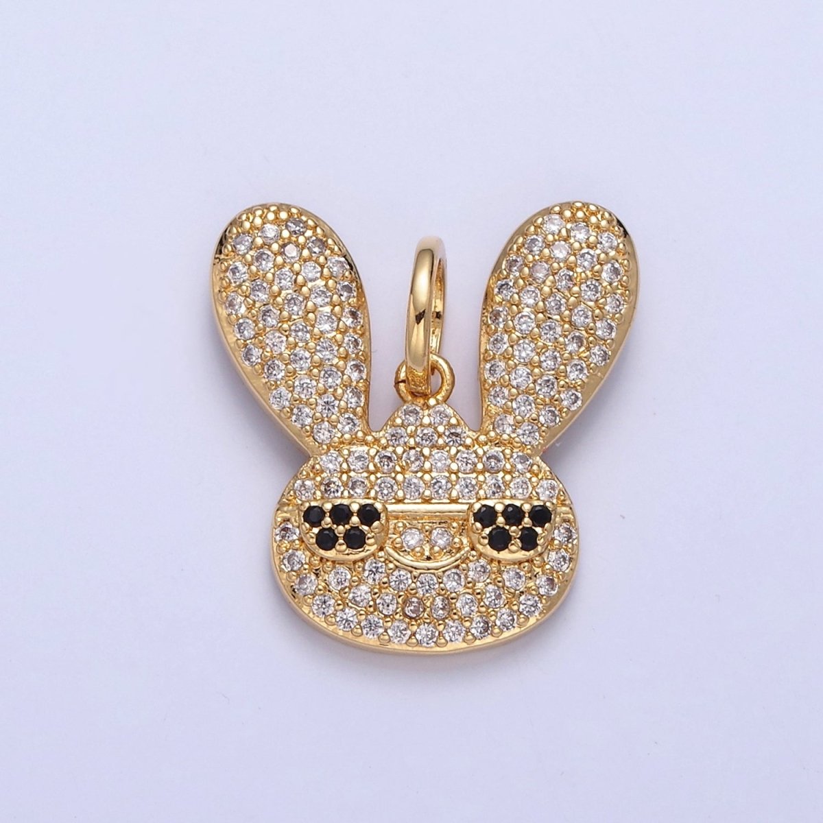 Gold Hip Hop Bunny Pave Rabbit with Cool Eye Glasses Pendant W-300 W-301