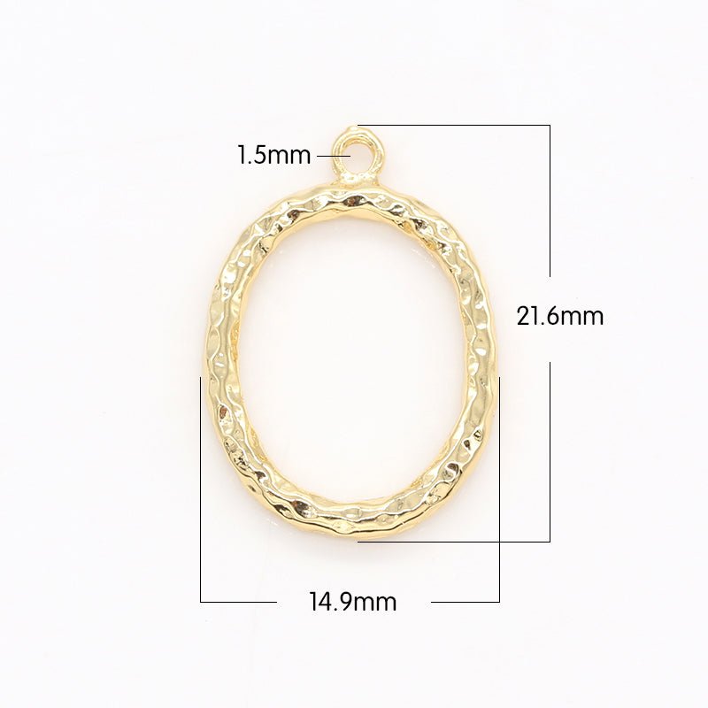 Gold Hollow Round Oval Charms Oval Shape Geometry Charms Pendant GP-151