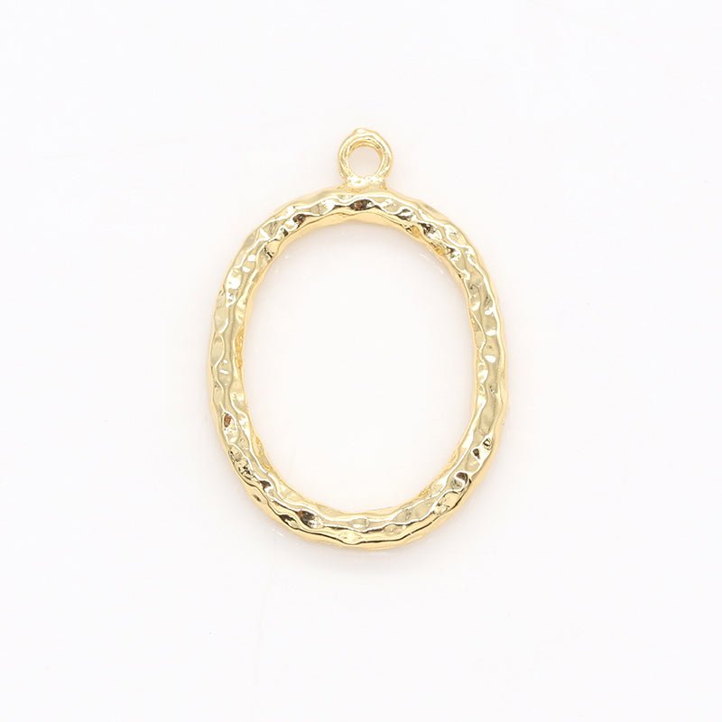 Gold Hollow Round Oval Charms Oval Shape Geometry Charms Pendant GP-151