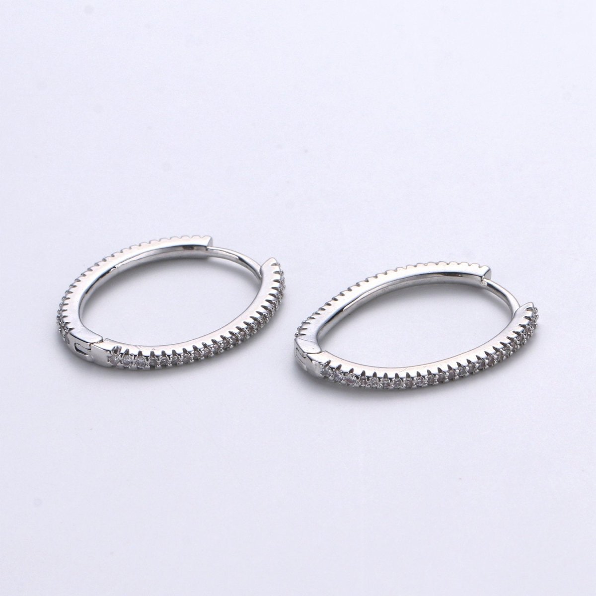 Gold Hoop Earrings, 14K Gold Plated Sterling Silver Earrings, Micro Pave CZ Hoops, CZ Diamond Huggie Hoop, Hypoallergenic, K-618, K-619