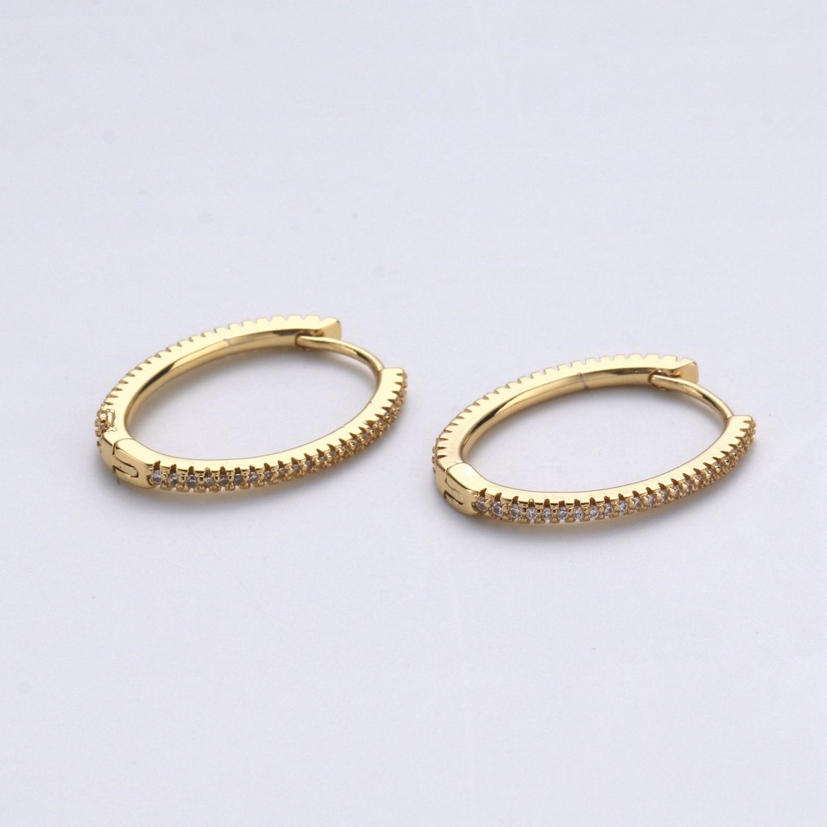 Gold Hoop Earrings, 14K Gold Plated Sterling Silver Earrings, Micro Pave CZ Hoops, CZ Diamond Huggie Hoop, Hypoallergenic, K-618, K-619