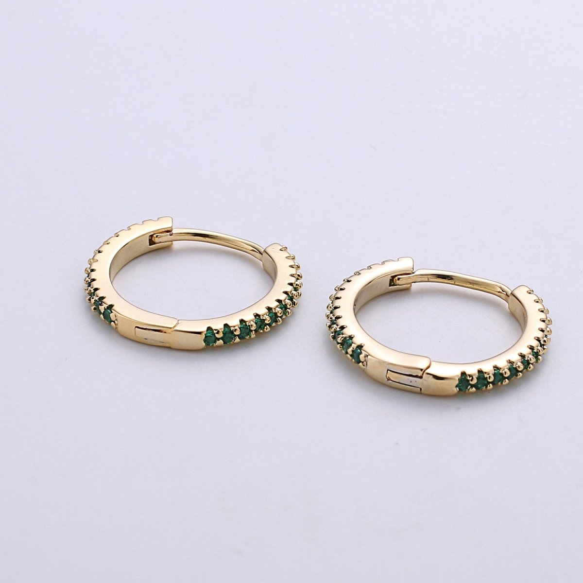Gold hoop earrings - huggie hoops earrings - Dainty hoops Earring - Tiny hoops - Thin hoops - Minimalist Jewelry Micro Pave Earring Q-208 - Q-210