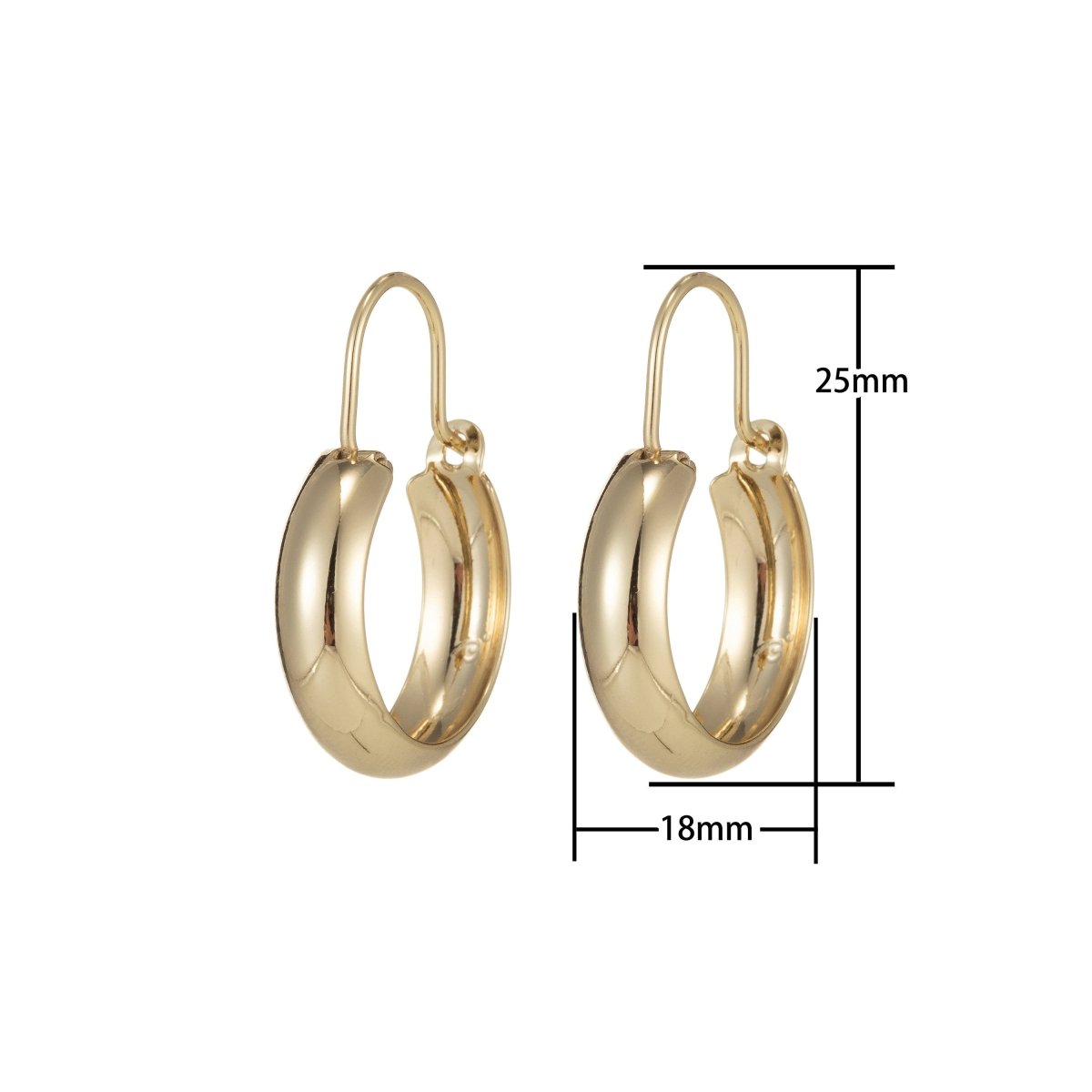 Gold Hoop Earrings, Small Hoop Earrings, Medium Minimal Hoop Earrings, Dainty Hoop Earrings, Thick 14k Gold Filled Hoop Earrings Q-072