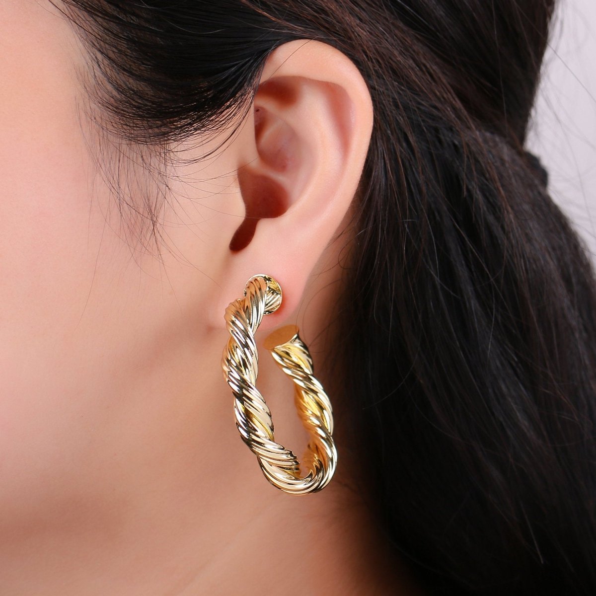 Gold Hoop Earrings, Small tube Hoop Earrings, Medium Twisted Hoop Earrings, chunky Gold Hoop Earrings, Thick 14k Gold Filled Hoop Earrings