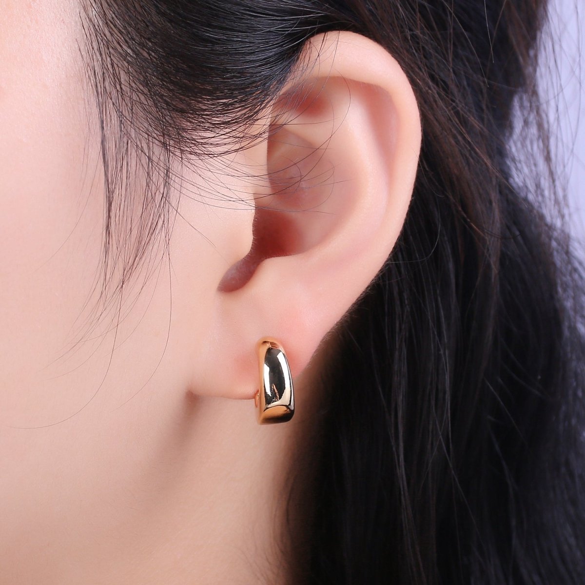 Gold Hoops Light Weight • Modern Bold Hoop Earrings • Gift For Her T-235 - DLUXCA