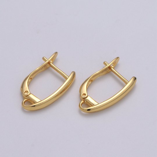 Gold Huggie Earring one touch w/ open link, 11.9x17.6mm, 14K gold Filled, Nickel and Lead free, Lever back earring making Supply K-358