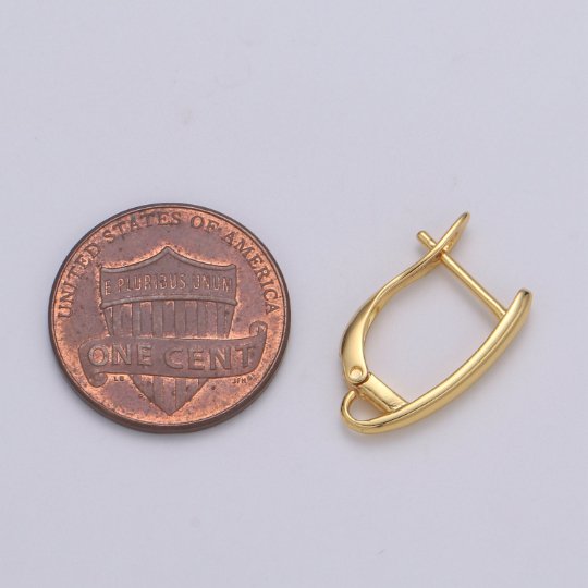 Gold Huggie Earring one touch w/ open link, 11.9x17.6mm, 14K gold Filled, Nickel and Lead free, Lever back earring making Supply K-358
