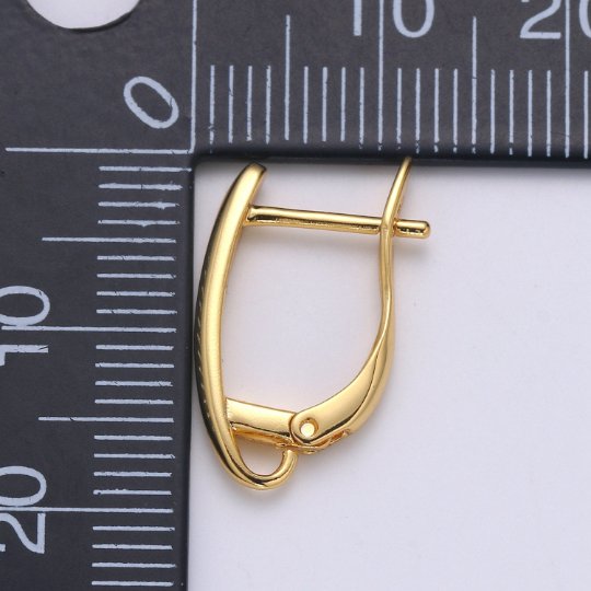 Gold Huggie Earring one touch w/ open link, 11.9x17.6mm, 14K gold Filled, Nickel and Lead free, Lever back earring making Supply K-358
