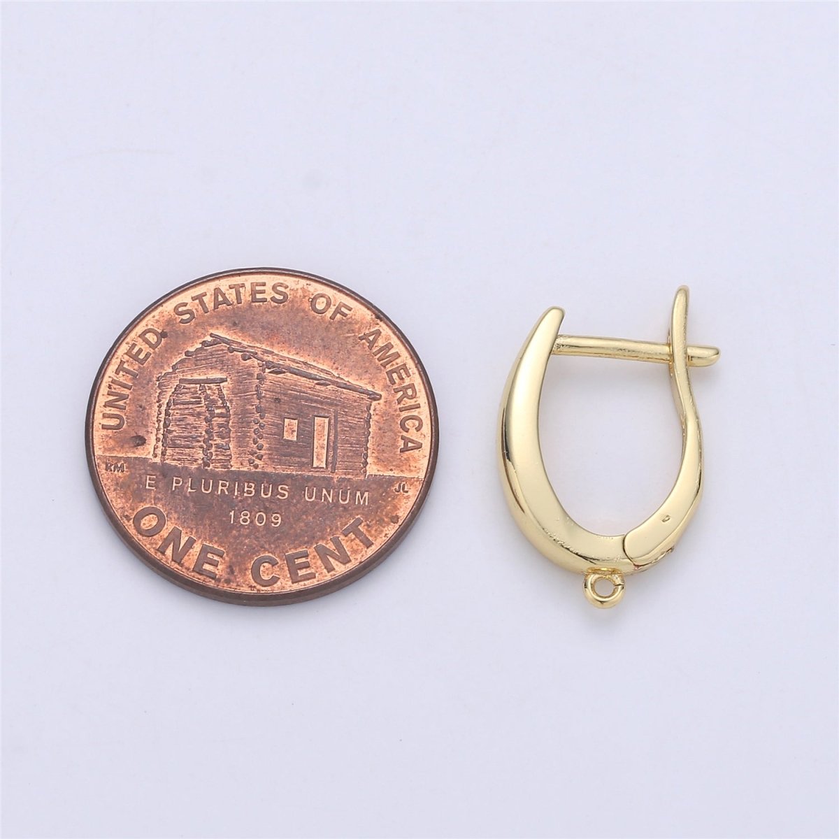 Gold Huggie Earring one touch w/ open link 24K gold Filled Earring Nickel and Lead free, Lever back earring making Supply Huggies K-400 - DLUXCA