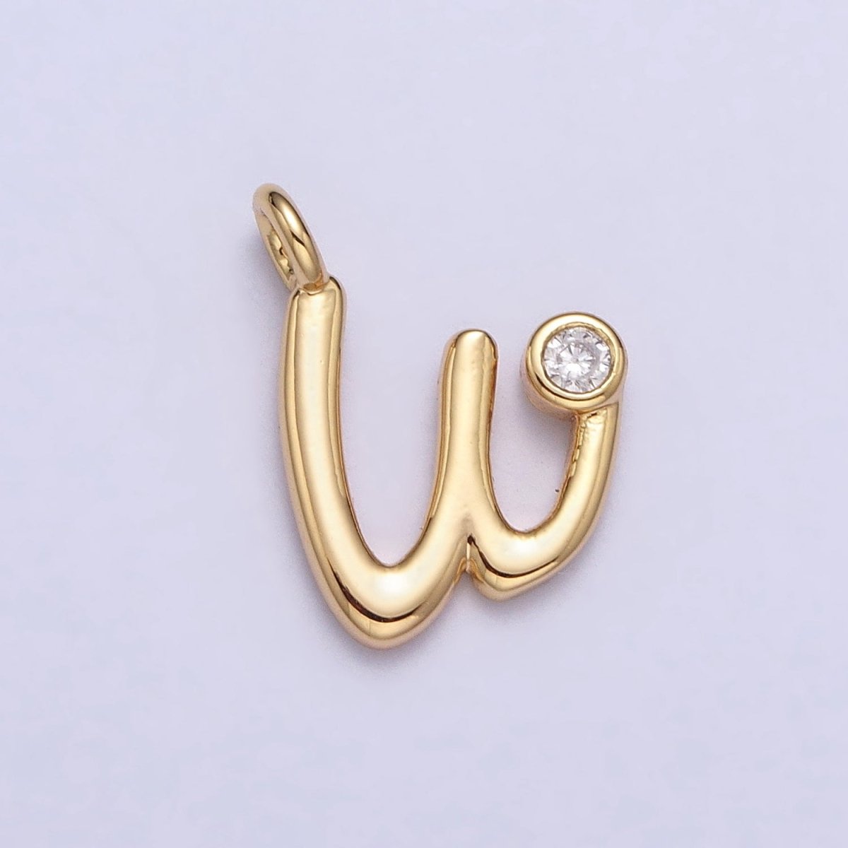 Gold Initial Alphabet Lower Case Cursive Letter Clear CZ Personalized Charm | A-507-A-519