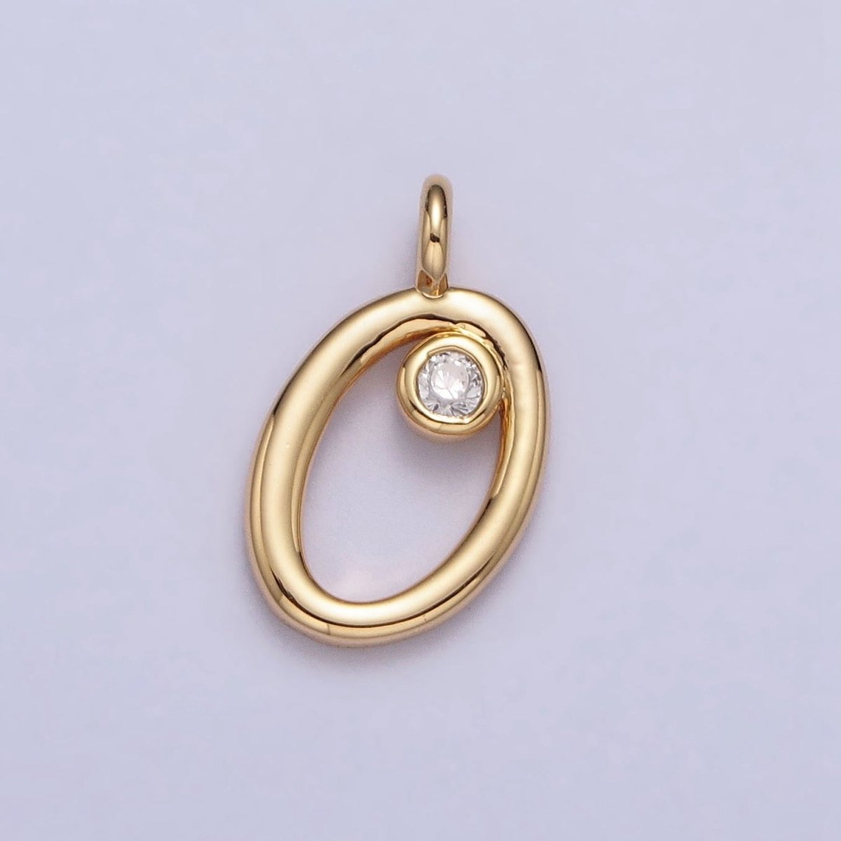 Gold Initial Alphabet Lower Case Cursive Letter Clear CZ Personalized Charm | A-507-A-519