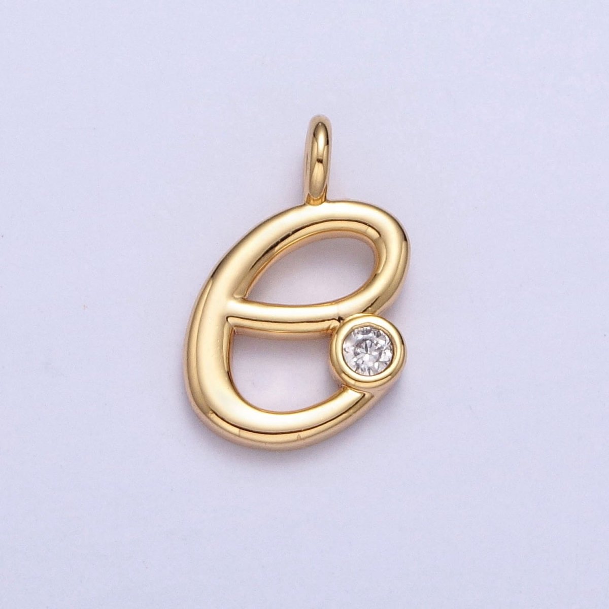 Gold Initial Alphabet Lower Case Cursive Letter Clear CZ Personalized Charm | A-507-A-519