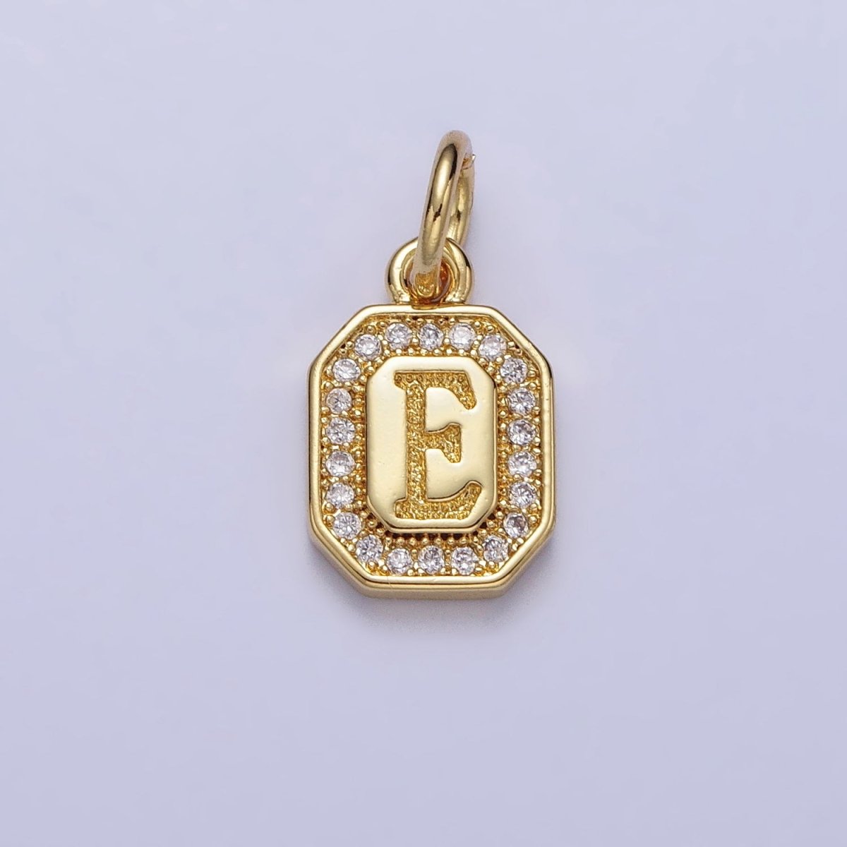 Gold Initial Letter A-Z Clear Micro Paved CZ Hexagonal Mini Charm | A-A1913-A-A1925