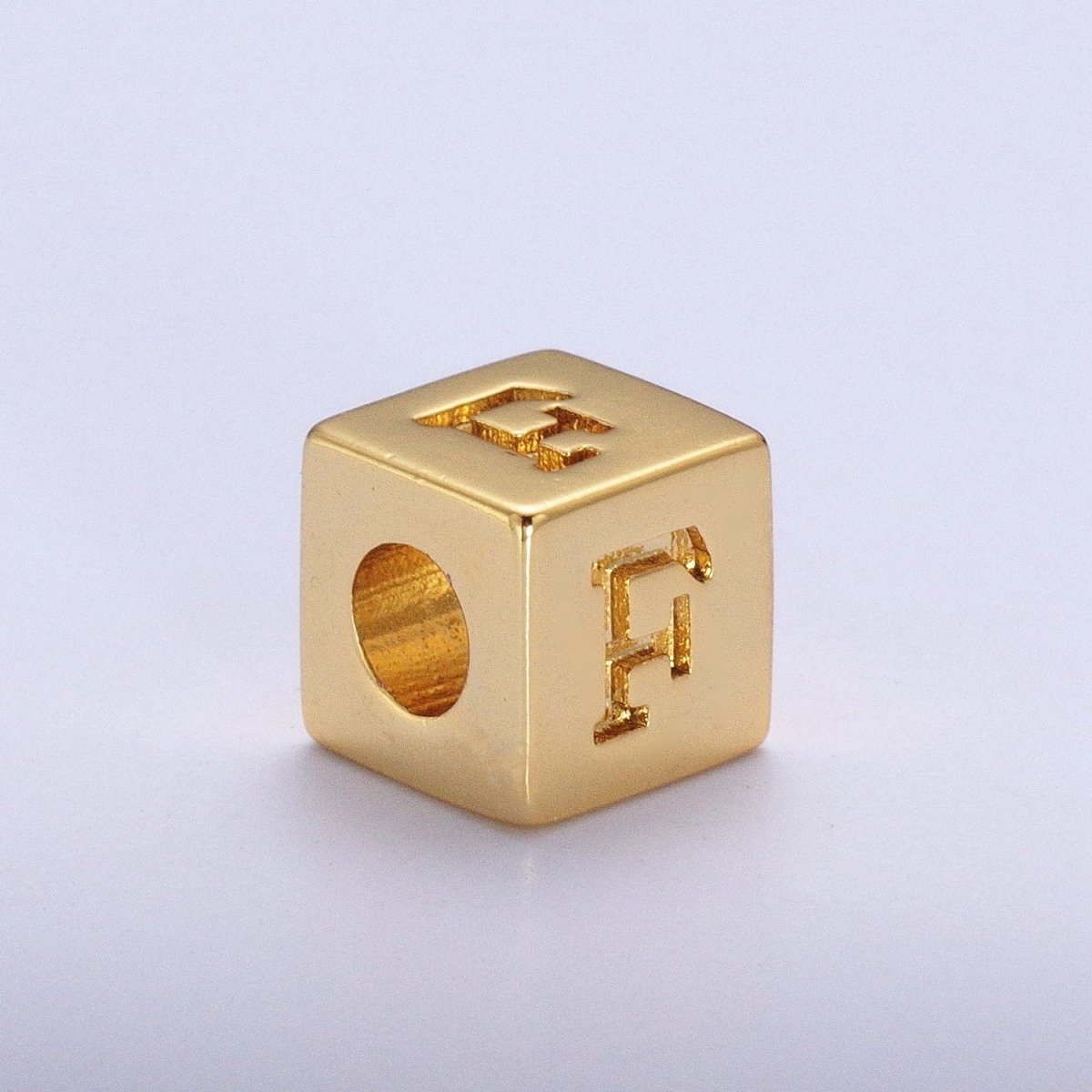 Gold Initial Letter Alphabet 6.2mm Block Beads Charm Connector For Jewelry Making Component Supply A-A1145-A-A1157