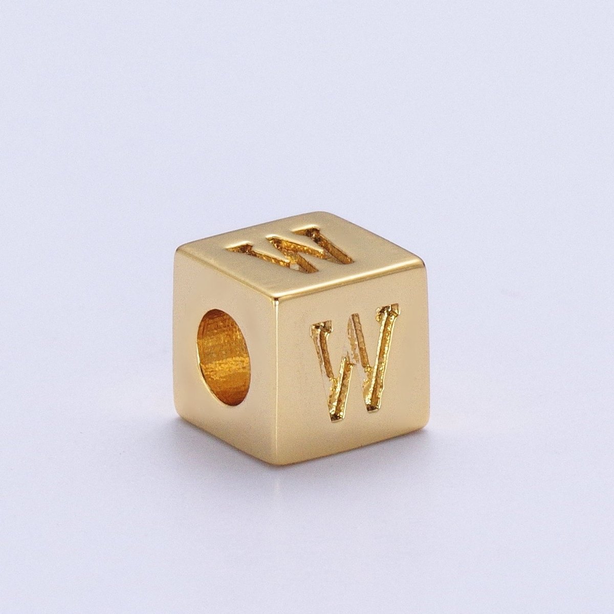 Gold Initial Letter Alphabet 6.2mm Block Beads Charm Connector For Jewelry Making Component Supply A-A1145-A-A1157