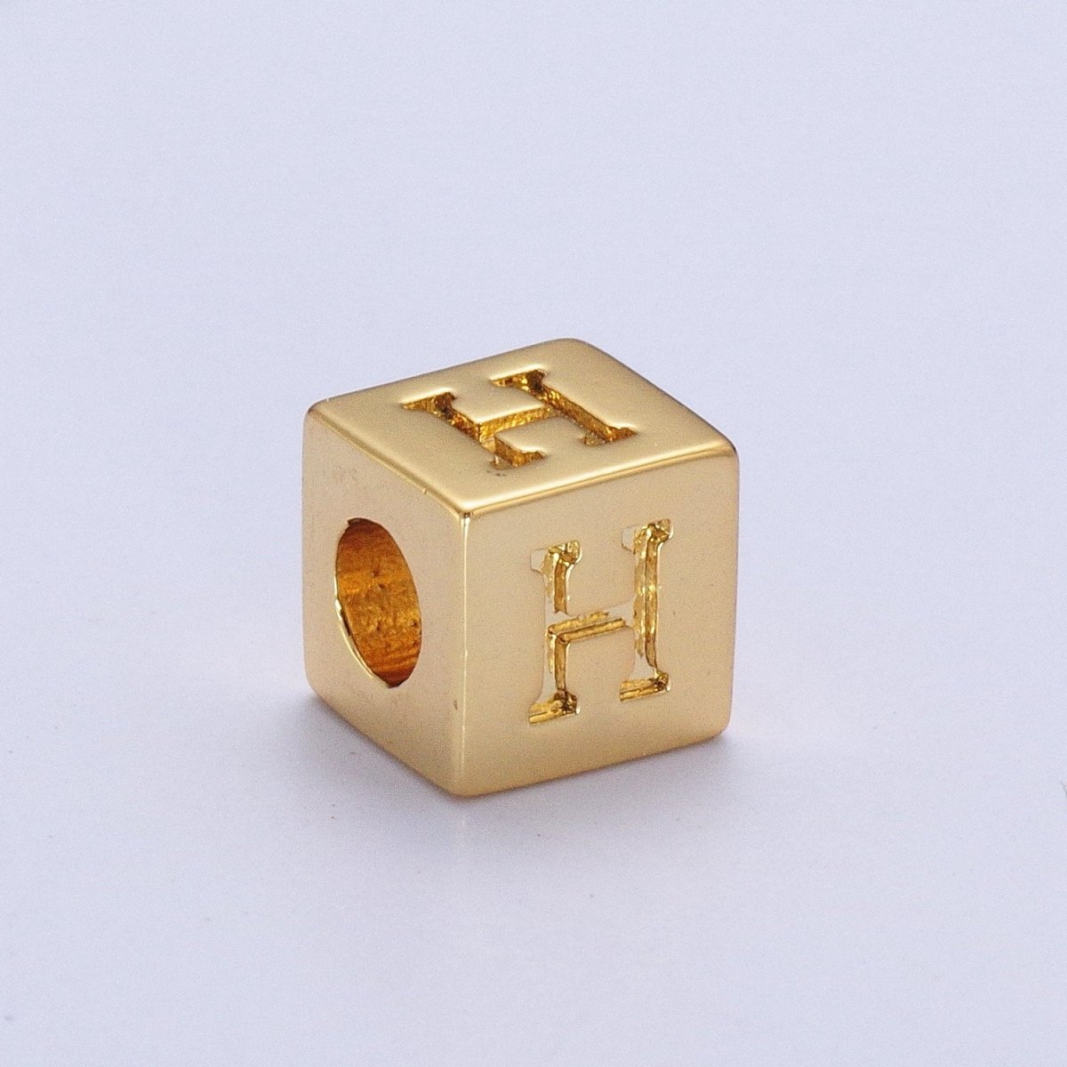 Gold Initial Letter Alphabet 6.2mm Block Beads Charm Connector For Jewelry Making Component Supply A-A1145-A-A1157