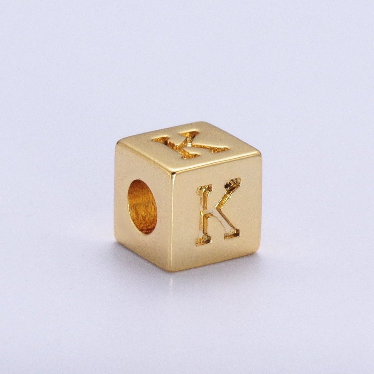 Gold Initial Letter Alphabet 6.2mm Block Beads Charm Connector For Jewelry Making Component Supply A-A1145-A-A1157