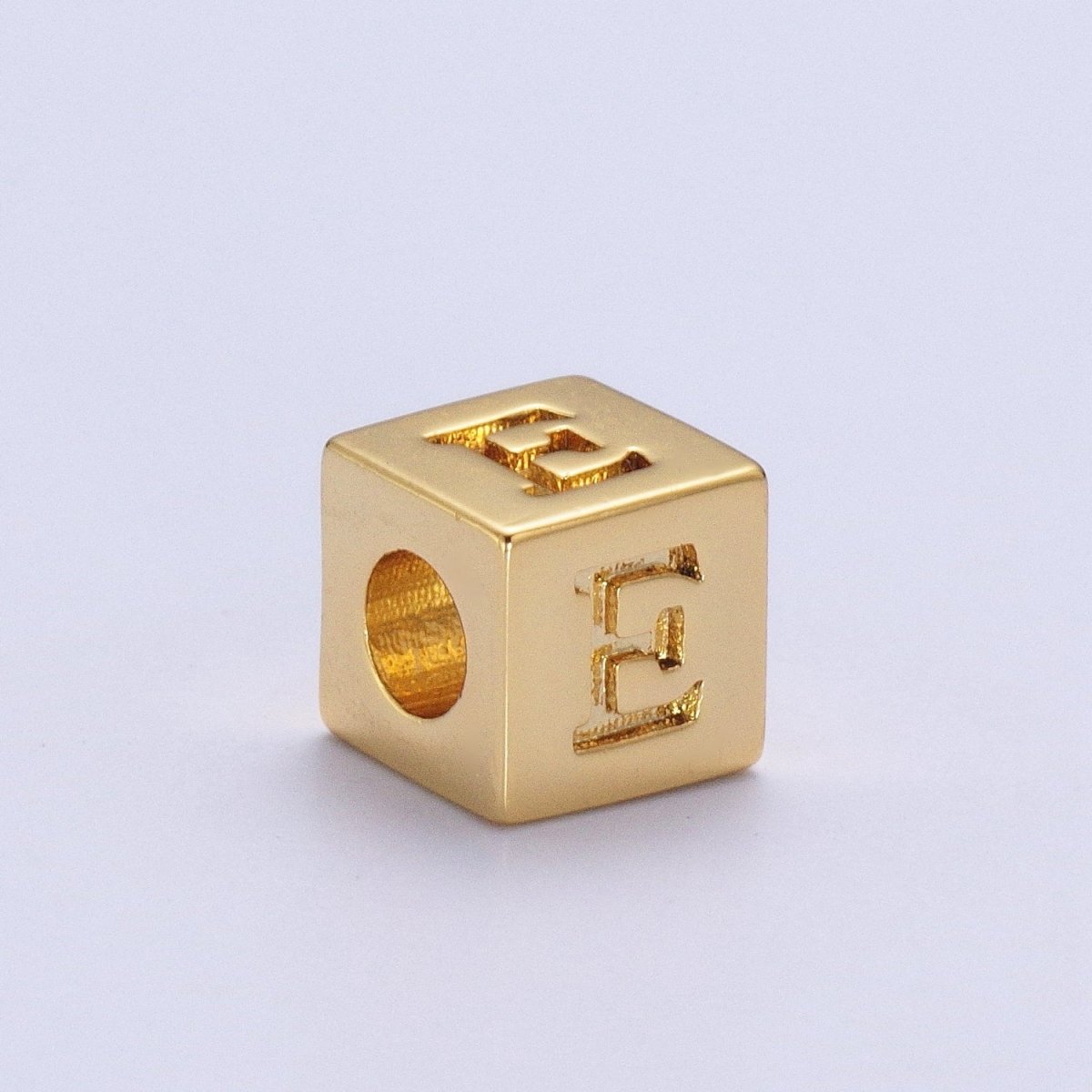 Gold Initial Letter Alphabet 6.2mm Block Beads Charm Connector For Jewelry Making Component Supply A-A1145-A-A1157