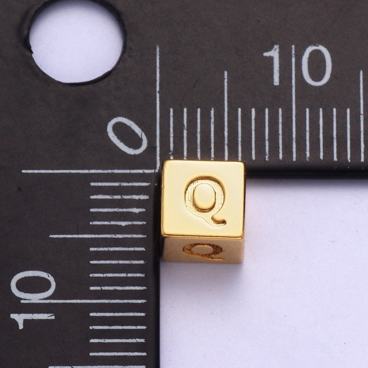 Gold Initial Letter Alphabet 6.2mm Block Beads Charm Connector For Jewelry Making Component Supply A-A1145-A-A1157