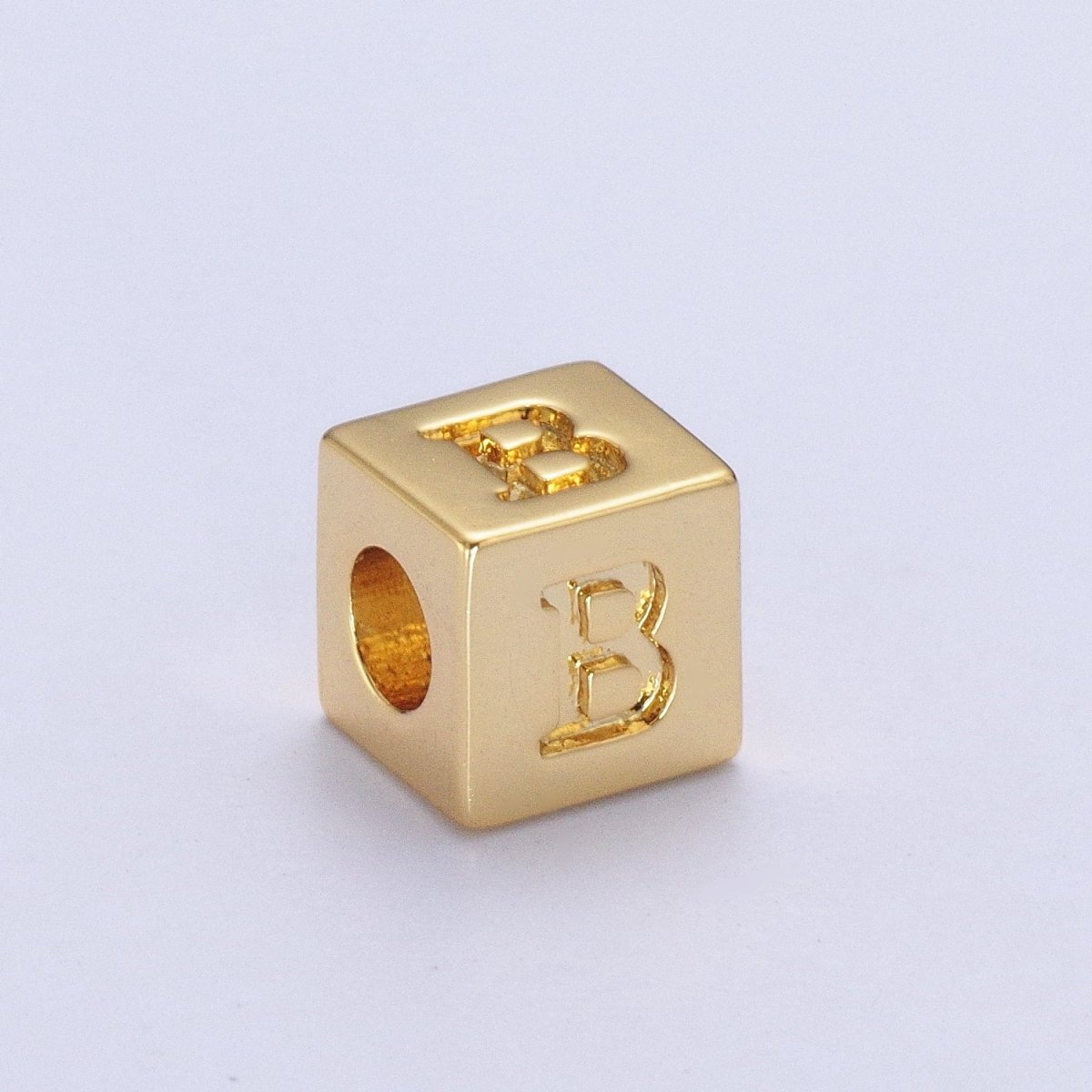 Gold Initial Letter Alphabet 6.2mm Block Beads Charm Connector For Jewelry Making Component Supply A-A1145-A-A1157