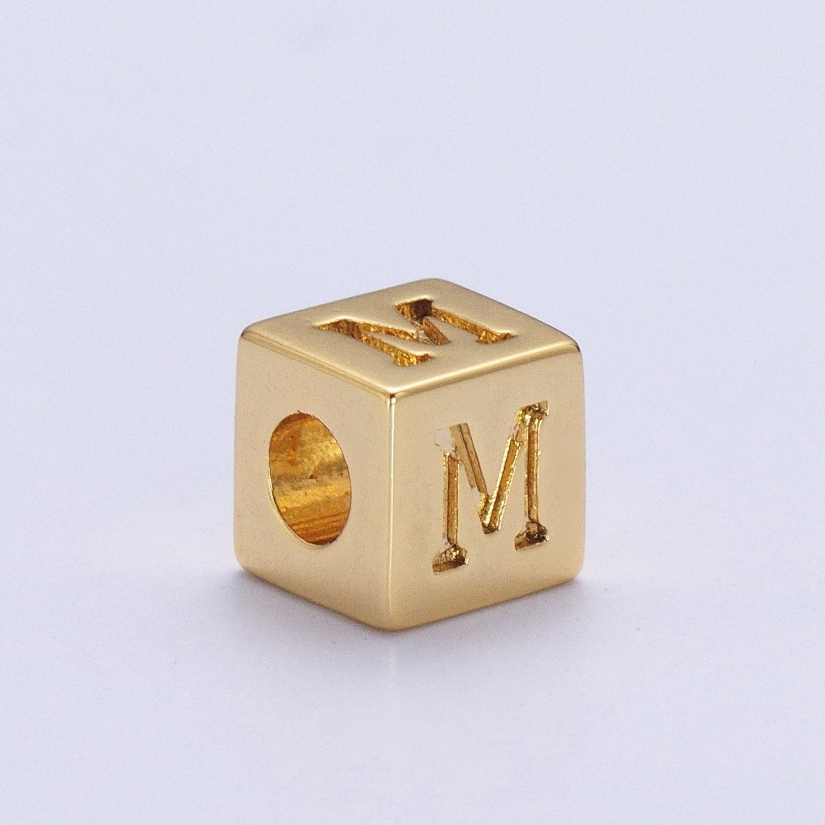 Gold Initial Letter Alphabet 6.2mm Block Beads Charm Connector For Jewelry Making Component Supply A-A1145-A-A1157