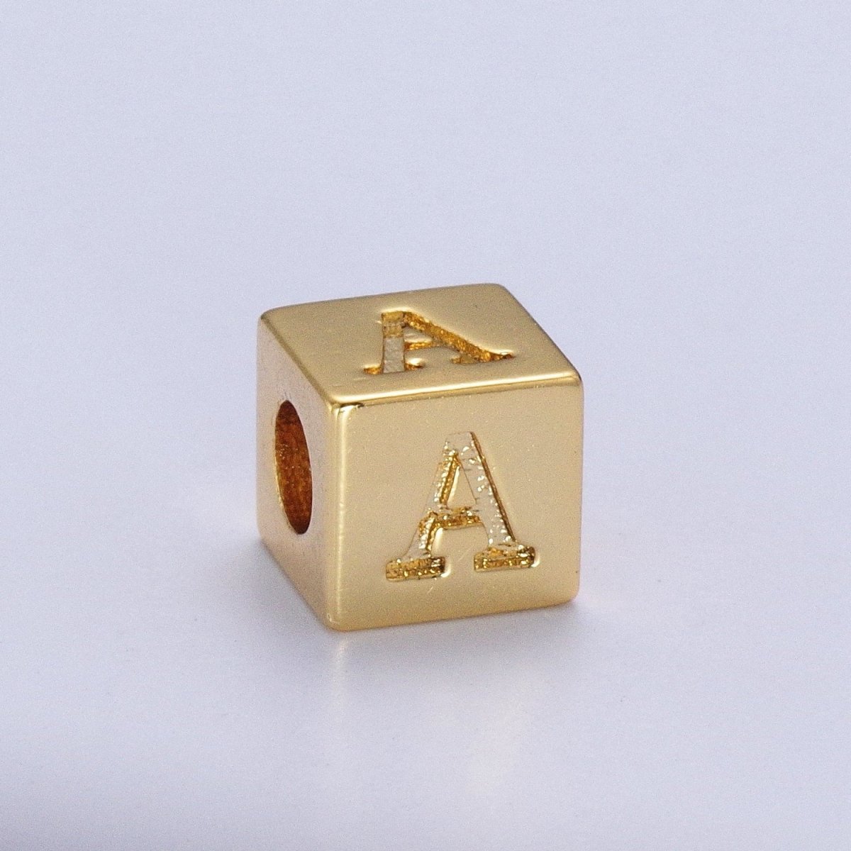 Gold Initial Letter Alphabet 6.2mm Block Beads Charm Connector For Jewelry Making Component Supply A-A1145-A-A1157