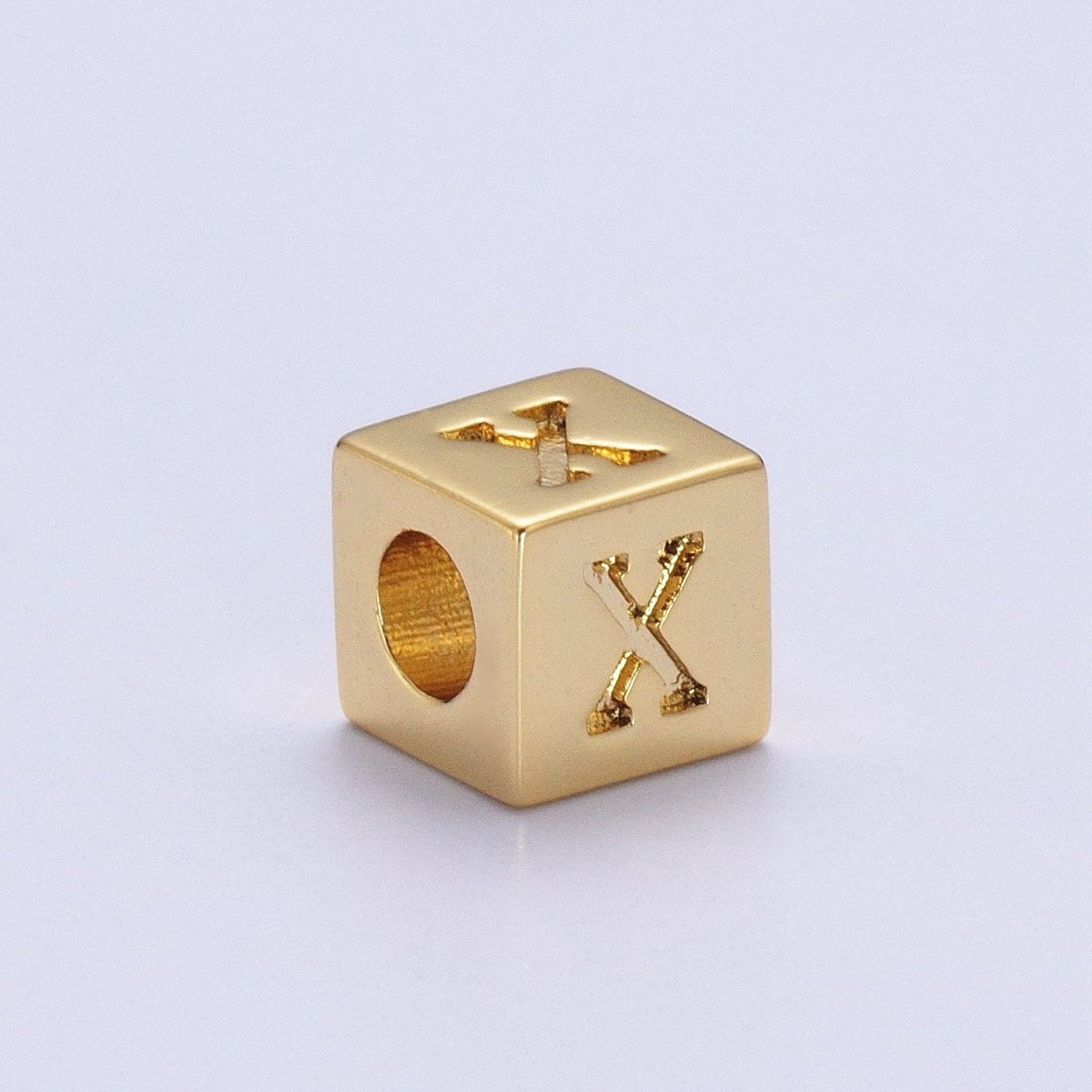 Gold Initial Letter Alphabet 6.2mm Block Beads Charm Connector For Jewelry Making Component Supply A-A1145-A-A1157