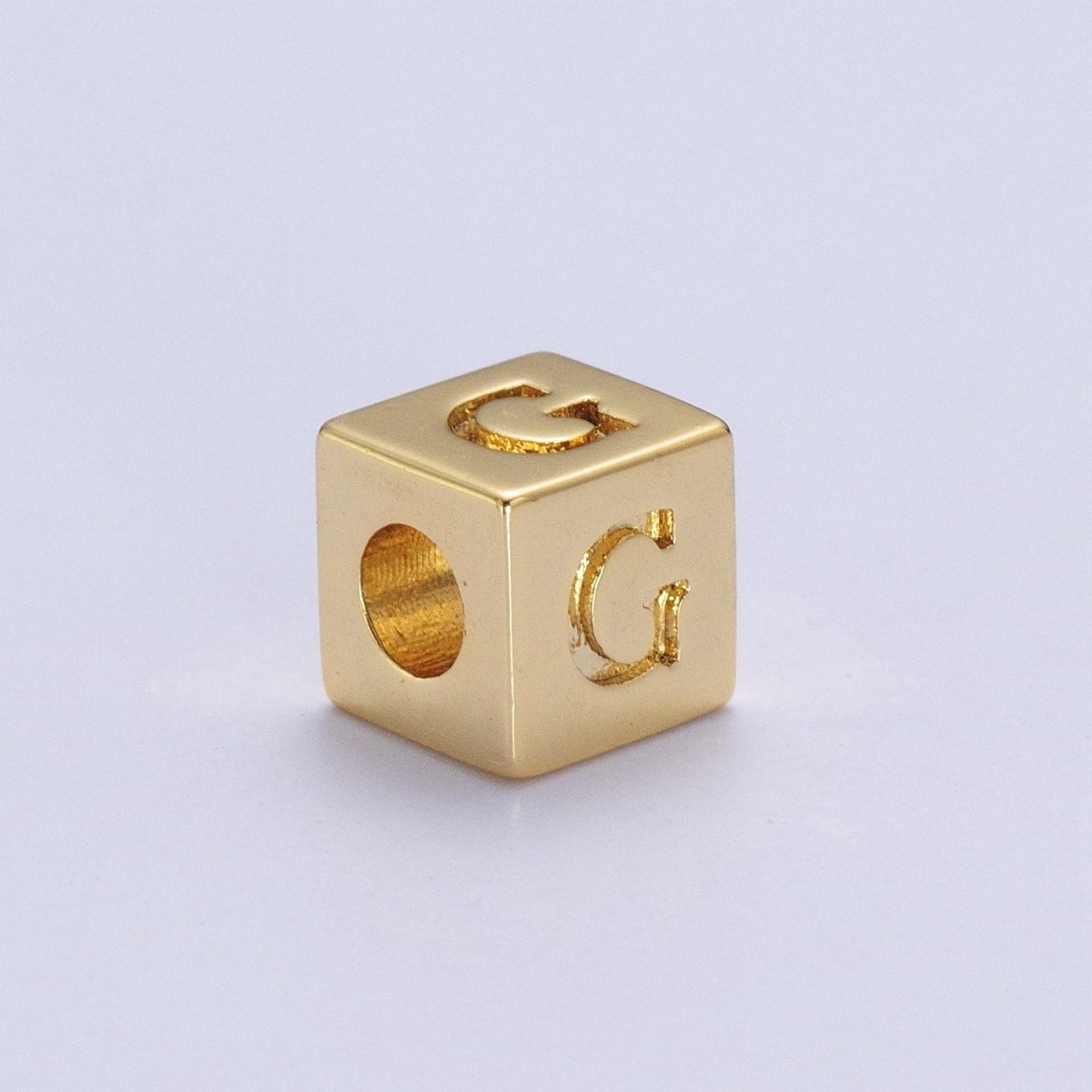 Gold Initial Letter Alphabet 6.2mm Block Beads Charm Connector For Jewelry Making Component Supply A-A1145-A-A1157