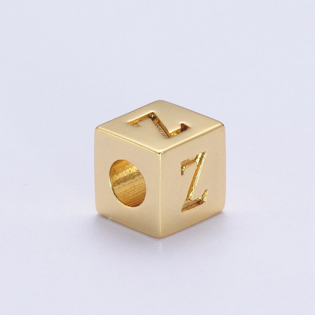 Gold Initial Letter Alphabet 6.2mm Block Beads Charm Connector For Jewelry Making Component Supply A-A1145-A-A1157