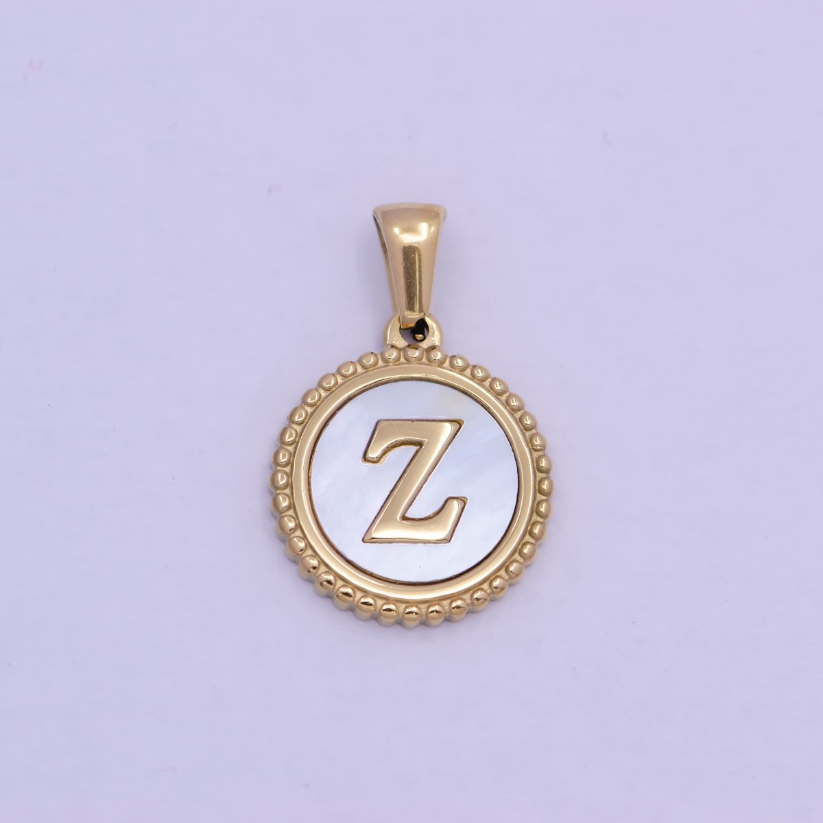 Gold Initial Letter Necklace Pendant Alphabet Charm Shell Pearl Letter Minimalist Jewelry Supply Coin Pendant for Necklace Bracelet A-888-A-900