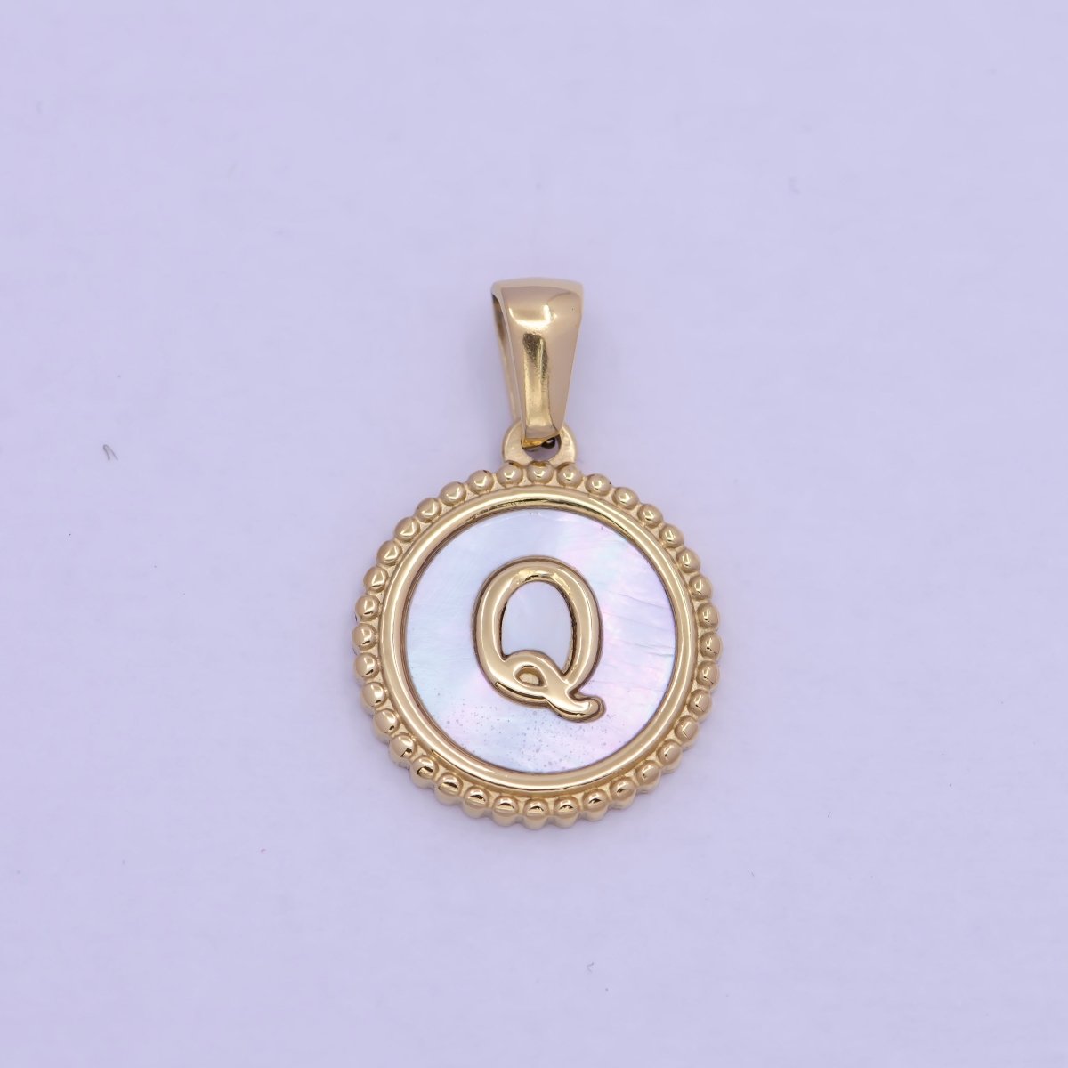 Gold Initial Letter Necklace Pendant Alphabet Charm Shell Pearl Letter Minimalist Jewelry Supply Coin Pendant for Necklace Bracelet A-888-A-900