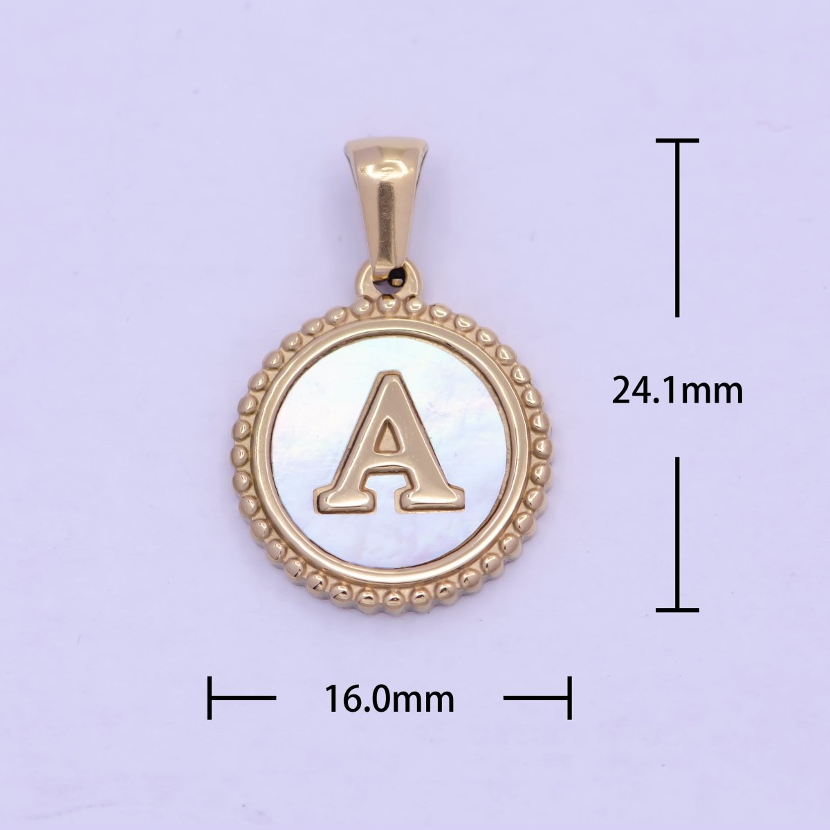 Gold Initial Letter Necklace Pendant Alphabet Charm Shell Pearl Letter Minimalist Jewelry Supply Coin Pendant for Necklace Bracelet A-888-A-900