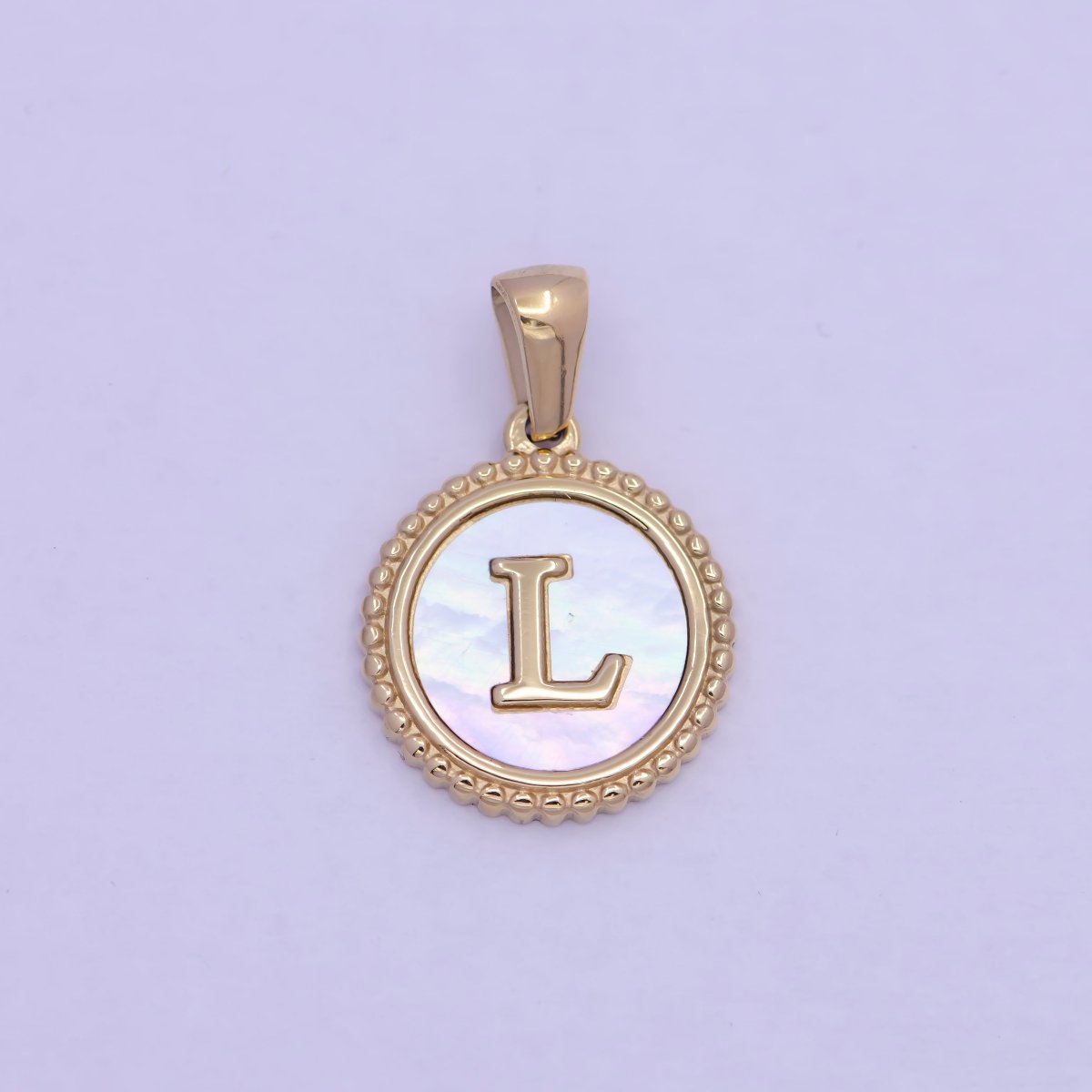 Gold Initial Letter Necklace Pendant Alphabet Charm Shell Pearl Letter Minimalist Jewelry Supply Coin Pendant for Necklace Bracelet A-888-A-900