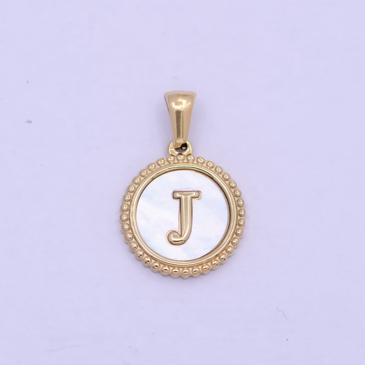Gold Initial Letter Necklace Pendant Alphabet Charm Shell Pearl Letter Minimalist Jewelry Supply Coin Pendant for Necklace Bracelet A-888-A-900