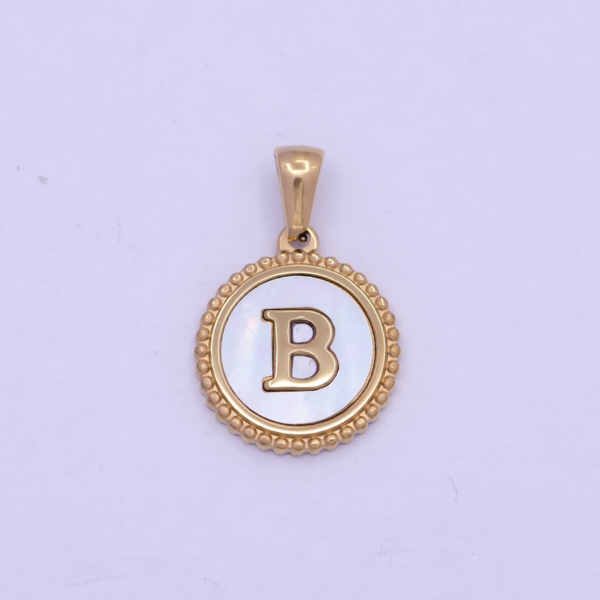 Gold Initial Letter Necklace Pendant Alphabet Charm Shell Pearl Letter Minimalist Jewelry Supply Coin Pendant for Necklace Bracelet A-888-A-900