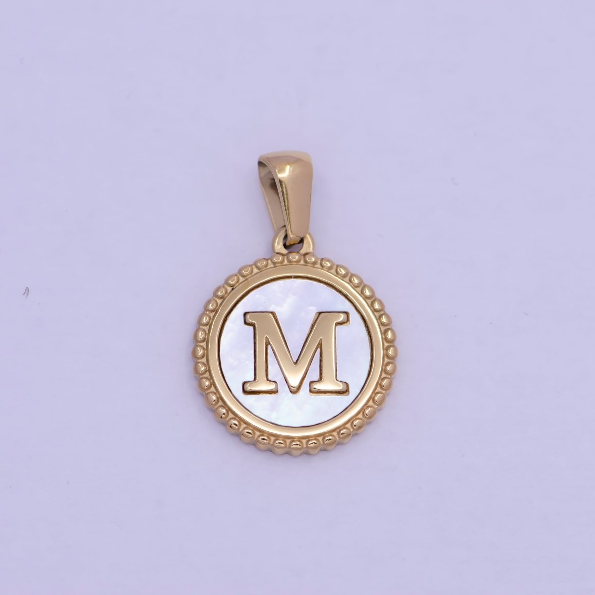 Gold Initial Letter Necklace Pendant Alphabet Charm Shell Pearl Letter Minimalist Jewelry Supply Coin Pendant for Necklace Bracelet A-888-A-900