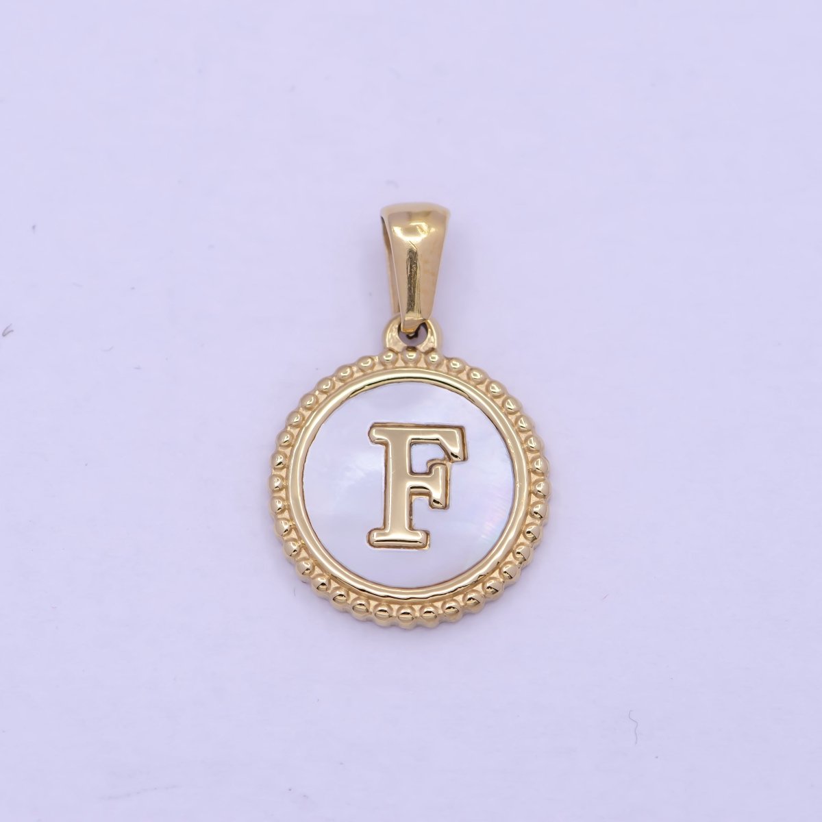 Gold Initial Letter Necklace Pendant Alphabet Charm Shell Pearl Letter Minimalist Jewelry Supply Coin Pendant for Necklace Bracelet A-888-A-900
