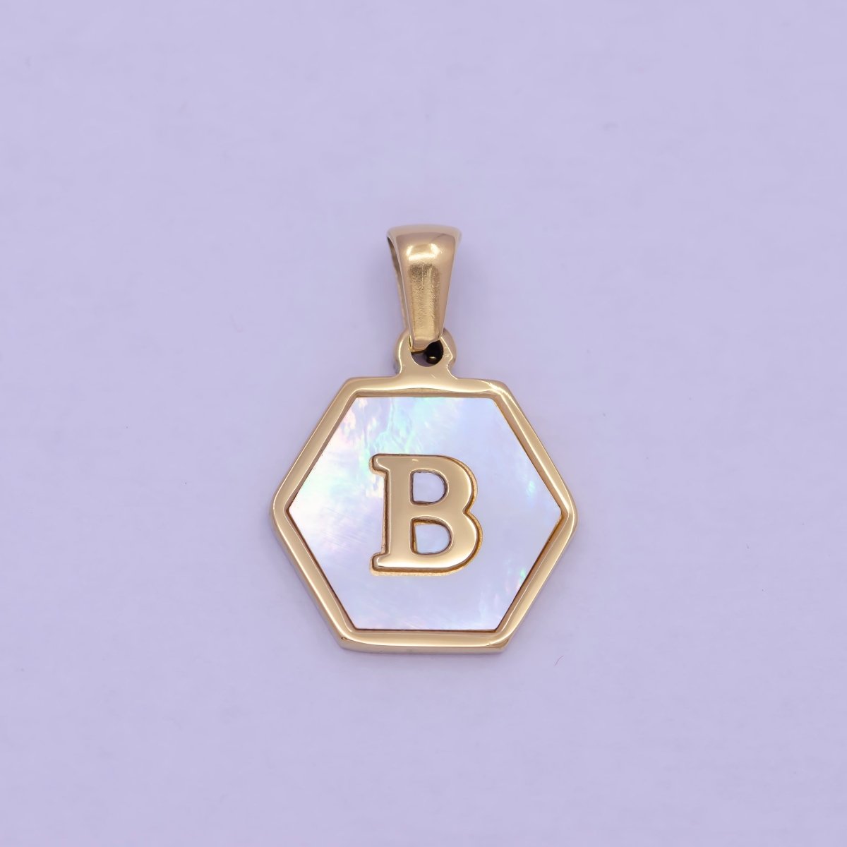 Gold Initial Letter Necklace Pendant Hexagon Alphabet Charm Mother of pearl Letter Minimalist Jewelry Shell Hexagon Pendant for Necklace Bracelet A-875-A-887