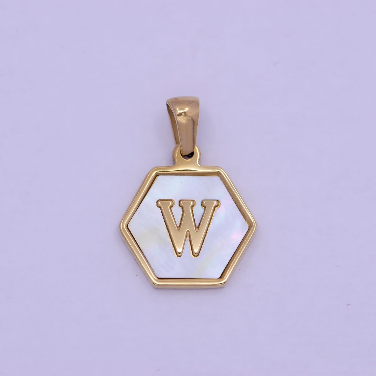 Gold Initial Letter Necklace Pendant Hexagon Alphabet Charm Mother of pearl Letter Minimalist Jewelry Shell Hexagon Pendant for Necklace Bracelet A-875-A-887
