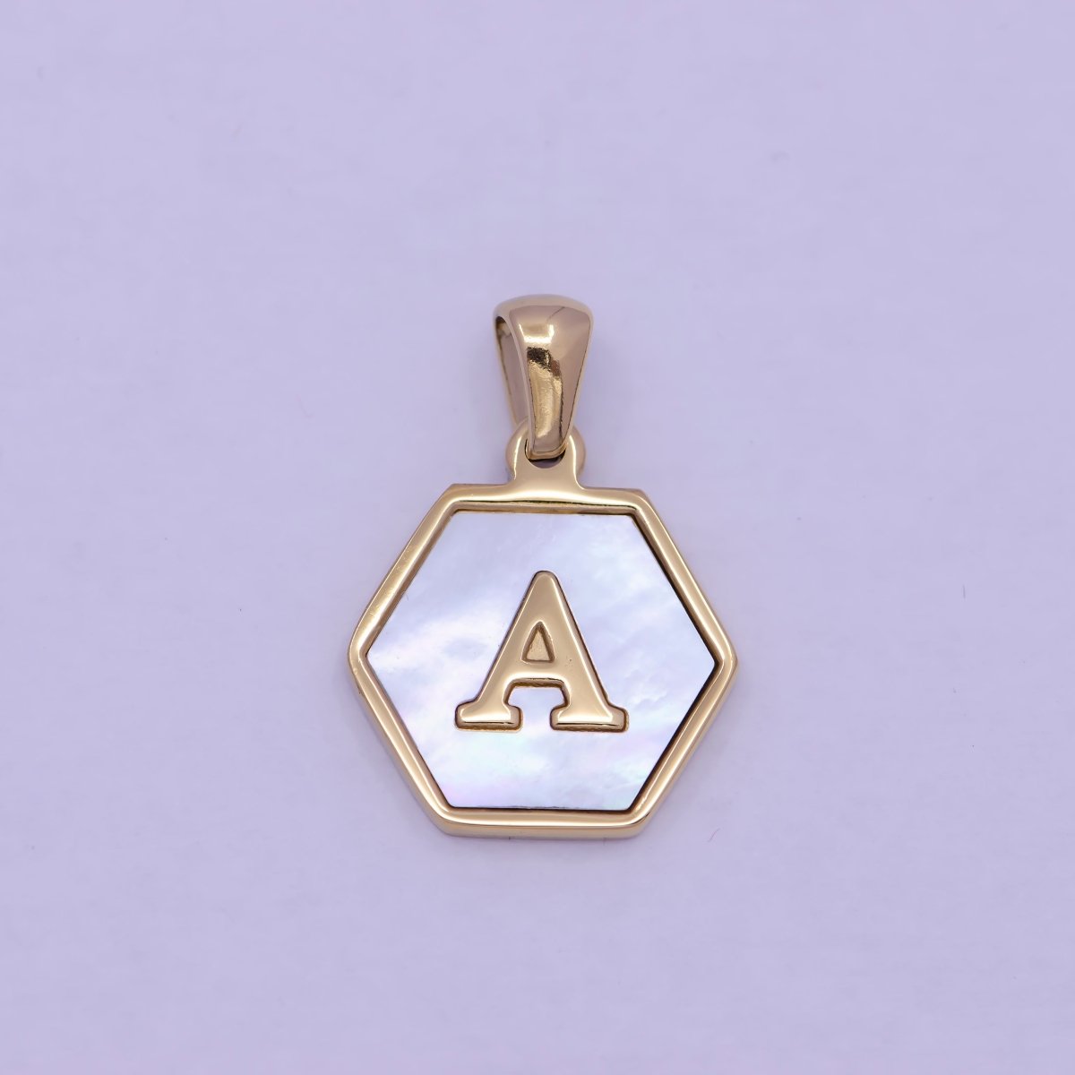 Gold Initial Letter Necklace Pendant Hexagon Alphabet Charm Mother of pearl Letter Minimalist Jewelry Shell Hexagon Pendant for Necklace Bracelet A-875-A-887