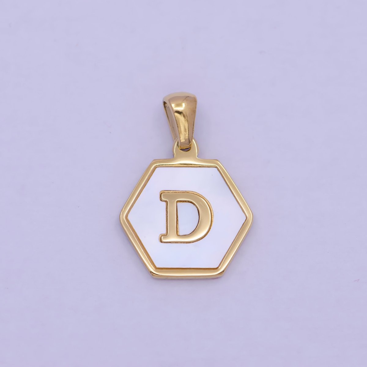 Gold Initial Letter Necklace Pendant Hexagon Alphabet Charm Mother of pearl Letter Minimalist Jewelry Shell Hexagon Pendant for Necklace Bracelet A-875-A-887