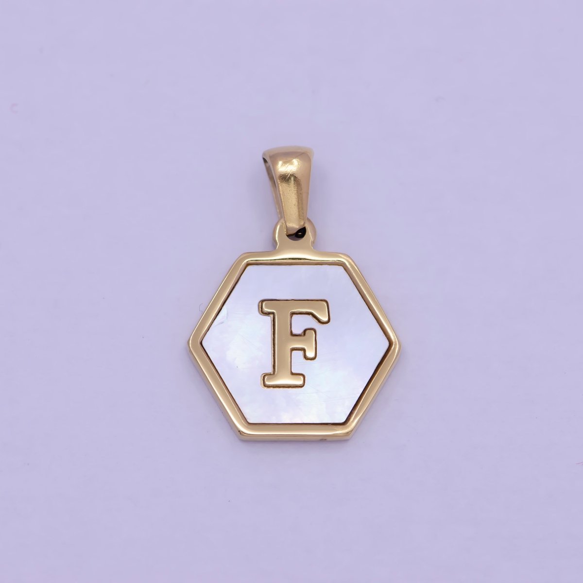 Gold Initial Letter Necklace Pendant Hexagon Alphabet Charm Mother of pearl Letter Minimalist Jewelry Shell Hexagon Pendant for Necklace Bracelet A-875-A-887